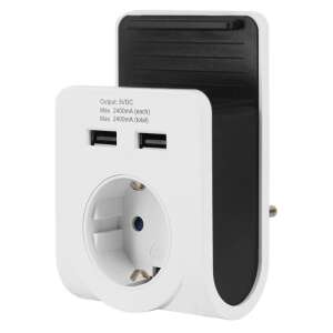 Uzemnená zásuvka GAO s 2x USB nabíjačkou 2,4A, držiak telefónu 250V 16A IP20 6005H