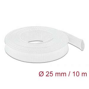 Delock 20806 fehér, bővíthető kábelharisnya, 25mm átmérő, 10m hossz - Vezeték & Kábelburkolat