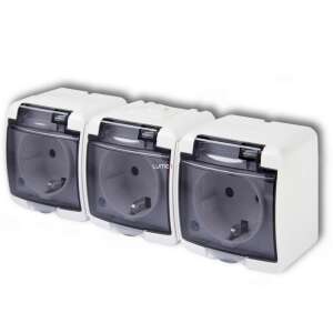 GAO Aquastar triple outdoor socket with transparent flap, IP44, white - Socket & Outlet
