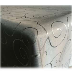 Gray tablecloth with silver swirl design, Jemidi brand - Jemidi Tablecloth