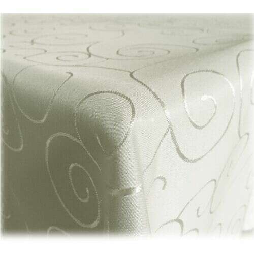 Beige tablecloth with a swirl pattern, 110 x 220 cm, polyester