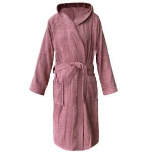 Homelevel pink hooded bathrobe with pockets, size M, made of 100% cotton - Homelevel