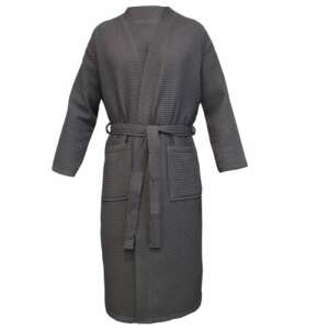 Gray waffle pique bathrobe for men and women, Homelevel brand - Homelevel