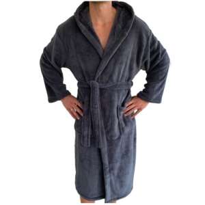 Homelevel Unisex gray hooded bathrobe, XL size - Homelevel