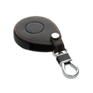 Husa neagră din piele pentru cheia motocicletei Harley Davidson cu un carabiner metalic - Brelocuri