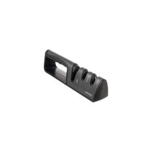 Ruhhy knife sharpener, black and grey, angled view - Knife Sharpener