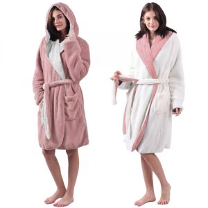 Jemidi Reversible Women's Robe - Pink and White - Jemidi