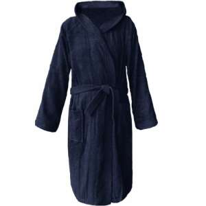 Homelevel blue hooded bathrobe, size M, made of organic cotton - Homelevel