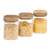 Set of 3 Navaris glass storage jars with acacia wood lids, 1 liter capacity each