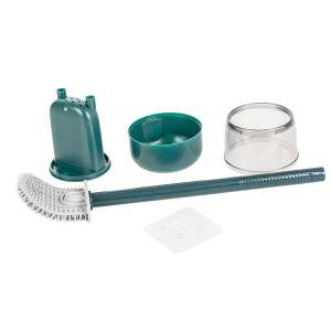 Set perie de toaletă cu suport, verde și gri, ușor de curățat, igienic - Verk Group