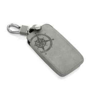 Renault / Dacia Car Key Cover - 4 Buttons - Keyless Go, Nubuck Leather, Grey, 48565.01