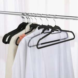20 pack black velvet hangers for clothes, non-slip, with rotating hook - Hanger and Hook