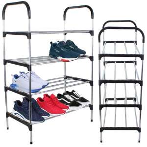 VG-01841 - 4-Tier Shoe Rack, 80x58x27cm, White-Black