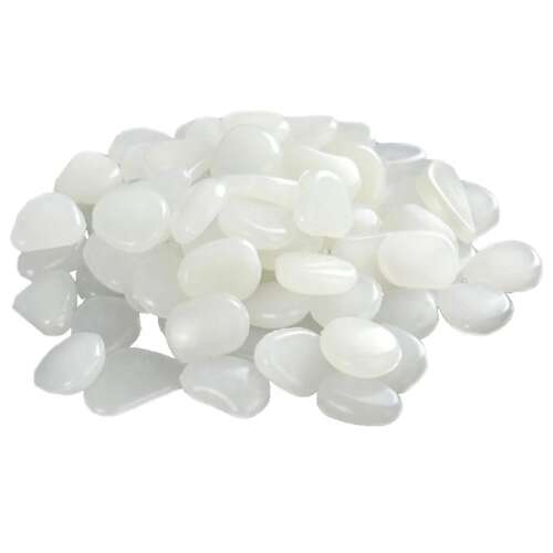 100 db-os csomag fluoreszkáló dekorációs kő, fehér, 2 cm-es méret