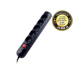 Protectie de supratensiune Tracer PowerGuard+ cu 5 prize și cablu de 1,8 m, negru - Prize