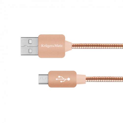 Kruger & Matz USB - micro USB kábel, 1 méter hosszú, arany színű