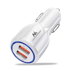 Maclean Energy MCE478 W încărcător auto cu două porturi USB cu tehnologie Qualcomm Quick Charge 3.0, alb - Incarcatoare auto