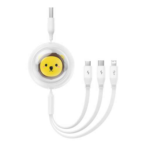Kabel 3w1 Baseus, USB na USB-C, micro USB, Lightning, 3,5A, 1,1m, biały