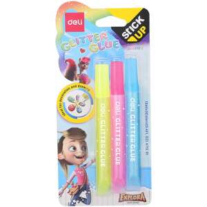 DELI Glitter Ragasztó Stift - 3x12ml - Neon Színek