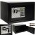 Malatec XL digital safe with key lock, black, angled view