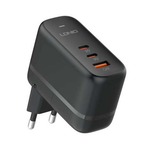 Ładowarka LDNIO 65W GaN USB-C, Czarna, Widok pod kątem