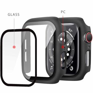 Tech-Protect Apple Watch 44mm czarne etui z ochraniaczem ekranu, widok rozstrzelony - Etui do inteligentnych zegarków