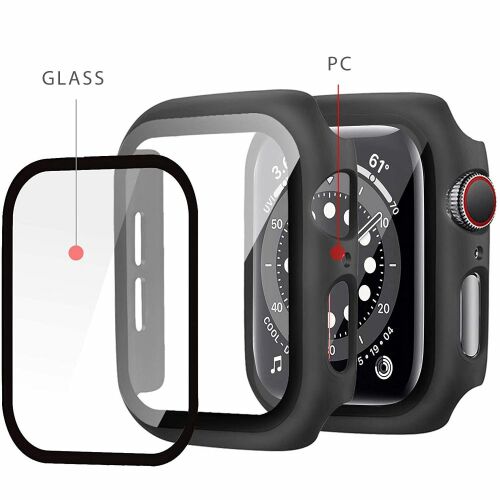 Tech-Protect Apple Watch 44mm czarne etui z ochraniaczem ekranu, widok rozstrzelony