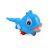Kék műanyag játékhal propellerrel, elölnézet