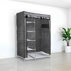 Tekstylna szafa z półkami, szara, 110x45x170 cm - Gardroób