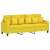 vidaXL 3 személyes világossárga szövet kanapé, 180 cm, nappali bútor, modern design, kényelmes ülés