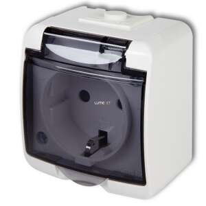 Aquastar outdoor socket with transparent flap, white, IP44 - Socket & Outlet