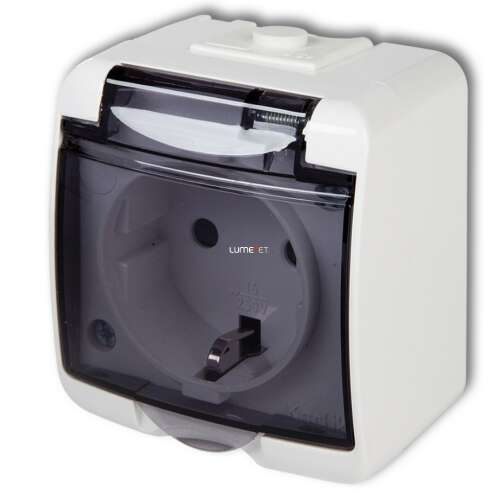 Aquastar outdoor socket with transparent flap, white, IP44