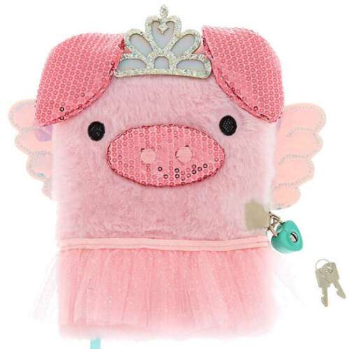 Notebook, Secret Diary with Lock, Pink Pig