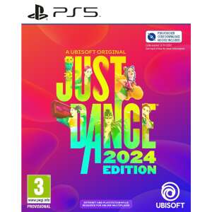 Coperta jocului Just Dance 2024 Edition pentru PS5, cu un design colorat cu dansatori - Jocuri Consola & PC