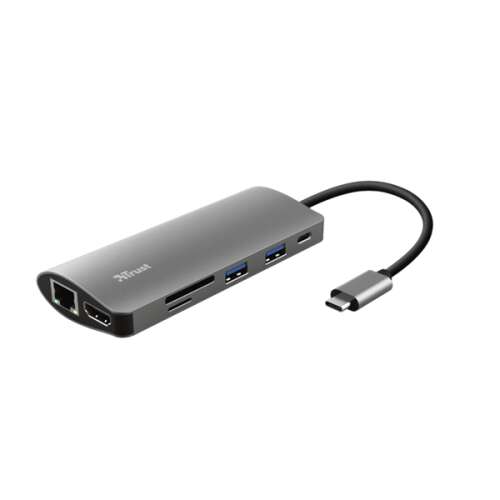 Trust Dalyx 7-in-1 USB-C Multiport Adapter, schräge Ansicht