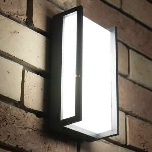 Lutec Qubo zewnętrzna lampa ścienna LED, ciepła biel, szara, oświetlona ściana z cegły - Lutec Zewnętrzna lampa ścienna