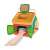 A baby's hand opening a door on the Clementoni Baby Montessori House Activity Toy, a colorful house with doors, windows, and a roof that opens, perfect for developing fine motor skills and hand-eye coordination