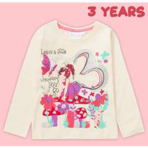 Mini Kidz Поло с фея за момичета, 3 години, 2-3 години (98 cm), с очарователен дизайн на фея върху кремаво поло с дълъг ръкав - Бебе & Малко дете