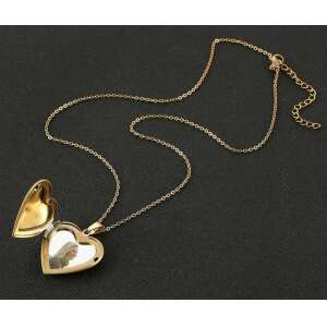 Gravírozható szív alakú képtartó medál és lánc, arany színben 73505820 Női ékszer