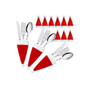 Set of 12 red and white Santa hat cutlery holders for Christmas table decorations - Ruhhy Christmas Decoration
