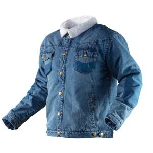 Jachetă de lucru din denim NEO, izolată, mărimea S, albastră, cu căptușeală din fleece - Palton de lucru