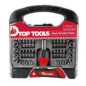 Top Tools 44 darabos csavarhúzó bit készlet mágneses hajtóművel, különféle méretű és típusú biteket tartalmaz, ideális otthoni javításokhoz és barkácsoláshoz - Top Tools