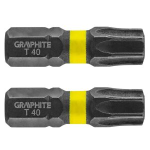 Set biți Graphite TX40 Torx, 2 bucăți, biți pentru șurubelnițe cu impact - Capete bit
