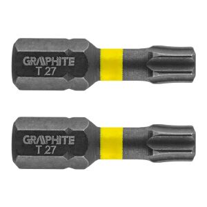 Set biți Graphite TX27 Torx, 2 bucăți, biți pentru șurubelnițe cu impact de 25 mm - Capete bit
