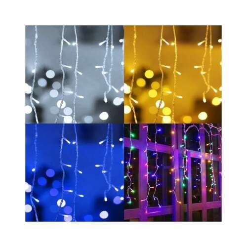 25 méteres, 500 LED-es, karácsonyi jégcsap izzósor, sziporkázó fényfüzér, színes és hidegfehér fénnyel 87847664