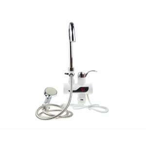 BEWELLO Alsó csatlakozós, vízmelegítő csaptelep LED kijelzővel és tusrózsával, 3000W, fehér - Bewello