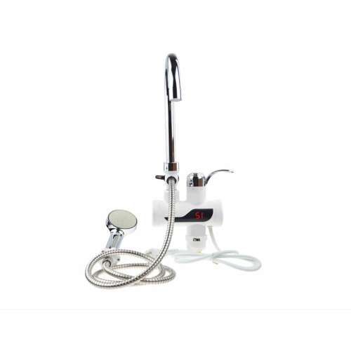 BEWELLO Alsó csatlakozós, vízmelegítő csaptelep LED kijelzővel és tusrózsával, 3000W, fehér