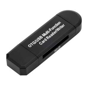 Black OTG/USB Multi-Function Card Reader/Writer for SD and Micro SD cards - USB Card Reader