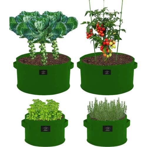 4 db Laxllent zöld filc növénytáska szett, 2 nagy és 2 kicsi, zöldségek és virágok ültetéséhez
