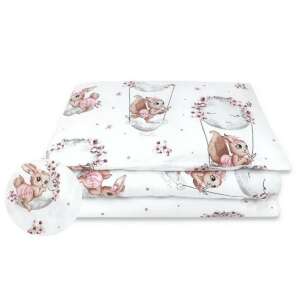 Baby Shop 2 részes babaágynemű szett holdas nyuszi mintával, rózsaszín - Lakberendezés